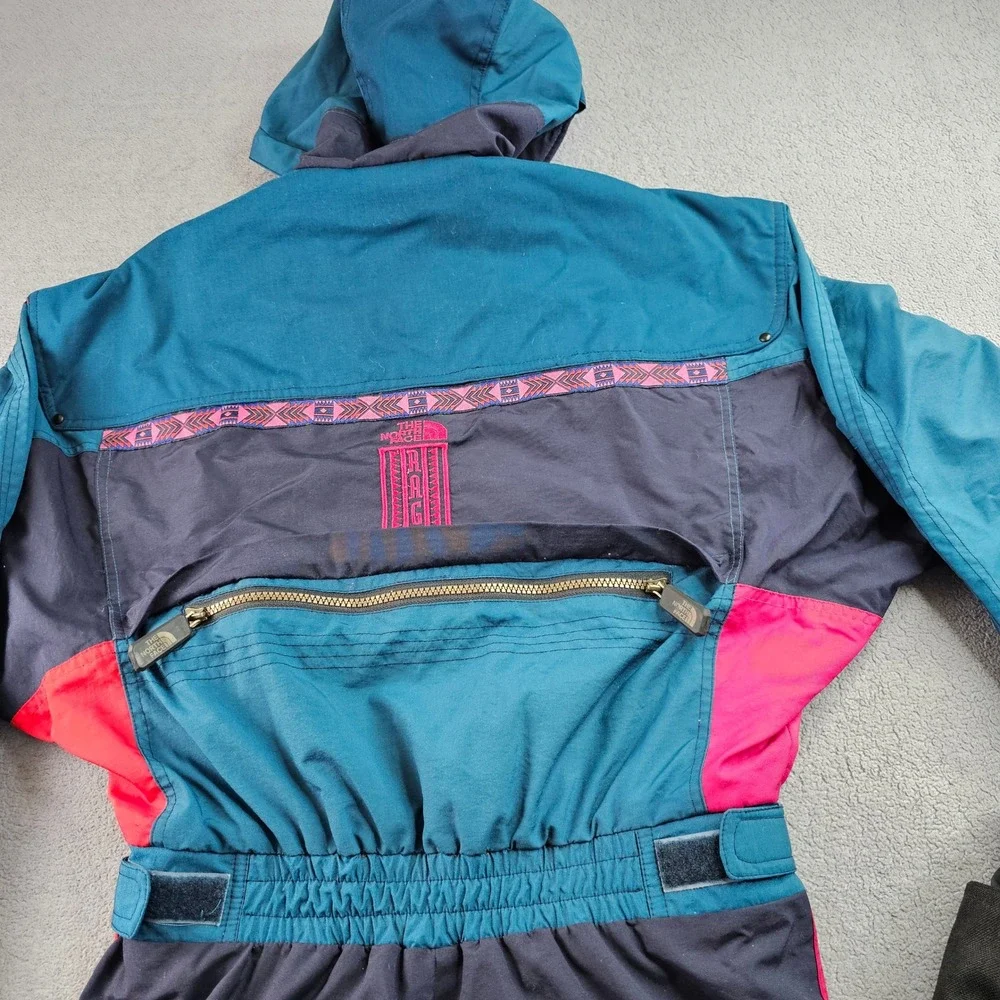 Vtg The North Face Rage Snowsuit Mens‎ Navy Teal Winter Sports Hooded Double Zip